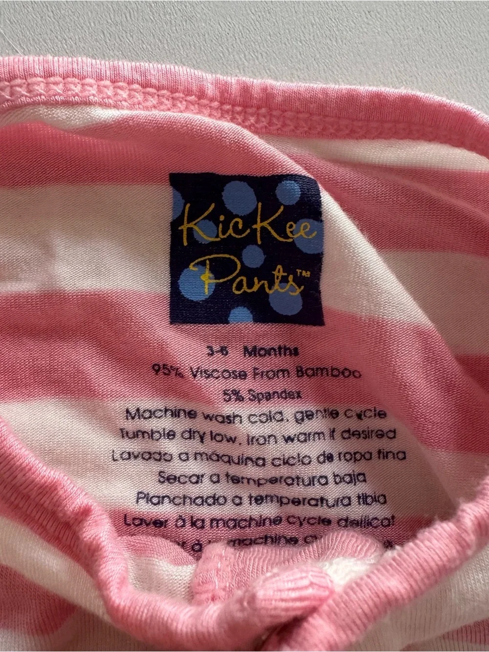 Kickee pants footless sleeper girls 3-6 months striped‎ pink white